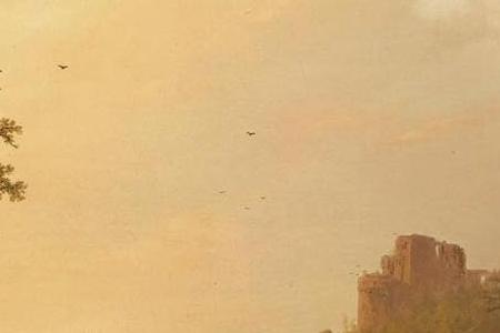 Фрагмент AN EXTENSIVE SUMMER LANDSCAPE WITH TRAVELLERS ON A PATH