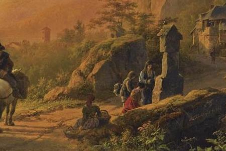 Фрагмент AN EXTENSIVE SUMMER LANDSCAPE WITH TRAVELLERS ON A PATH