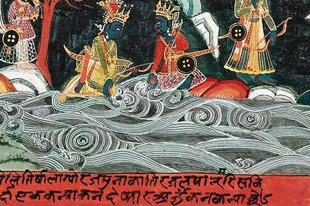 Фрагмент AN ILLUSTRATION FROM THE BHAGAVATA PURANA-INDIAN MINIATURE PAINTINGS Nepalcirca 1750