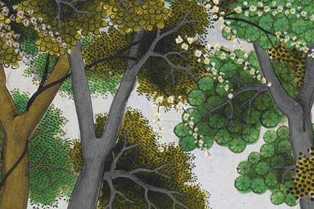 Фрагмент AN ILLUSTRATION FROM THE BHAGAVATA PURANA KRISHNA AND BALARAMA VANQUISH DHENUKASURA