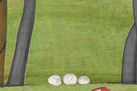 Фрагмент AN ILLUSTRATION FROM THE BHAGAVATA PURANA KRISHNA AND BALARAMA VANQUISH DHENUKASURA