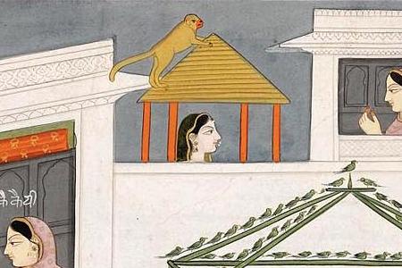 Фрагмент AN ILLUSTRATION FROM THE RAMAYANA RAMA WITH SAGE VASHISHTHA-India Kangra or Guler