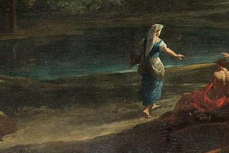 Фрагмент An Italianate landscape with classical figures beside-n and mountains beyon