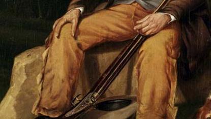 Фрагмент Автопоррет с собакой на охоте