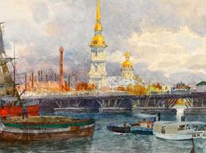 Фрагмент boating-on-the-neva-with-the-peter-paul-cathedral-in-the-distance-st-petersburg