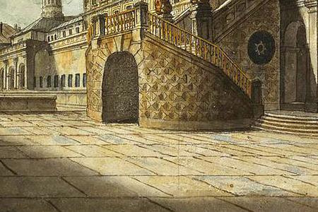 Фрагмент Боярская площадка в Московском Кремле Вид церкви за Золотою решеткою и Теремного дворца