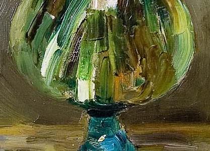 Фрагмент Букет в вазе на желтой скатерти