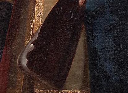 Фрагмент Canterbury Portrait of a gentleman possibly a member of the Waddington f-th a hound at his side