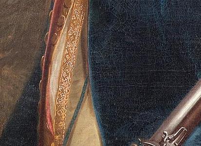 Фрагмент Canterbury Portrait of a gentleman possibly a member of the Waddington f-th a hound at his side