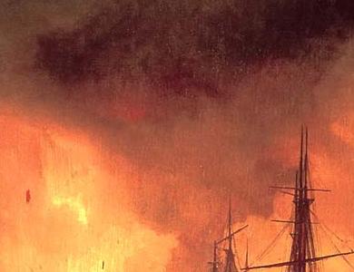 Фрагмент Чесменский бой 25-26 июня 1770 года