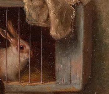 Фрагмент Chickens and rabbits in a farmyard