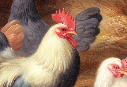 Фрагмент Chickens outside a barn