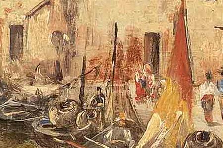 Фрагмент Chioggia Canal Giardino Papadopoli a pair both