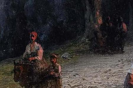 Фрагмент CONSTANTINOPLE, VIEW OF THE GOLDEN HORN WITH A SELF-PORTRAIT OF THE ARTIST SKETCHING