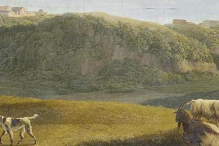 Фрагмент Country folk resting beneath vines in the hills