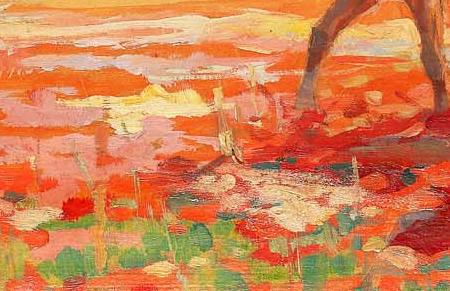 Фрагмент Crimean landscape with riding couple