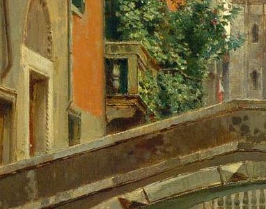 Фрагмент Дама в красном на венецианском канале в голере