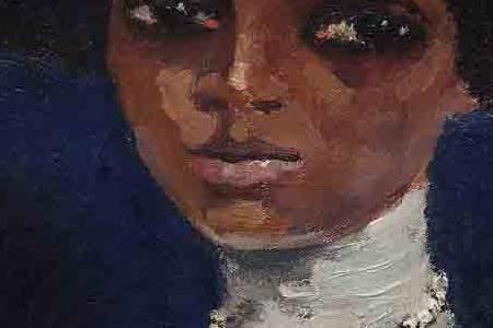 Фрагмент Дама в шляпе с белыми перьями