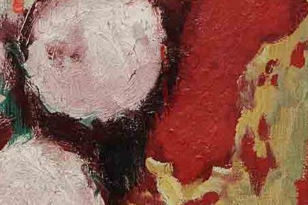 Фрагмент Дама в шляпе с белыми перьями