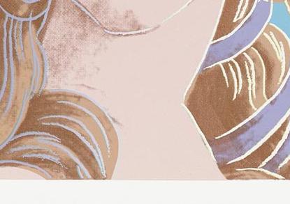 Фрагмент DETAILS OF RENAISSANCE PAINTINGS: BIRTH OF VENUS бежевого цвета на голубом фоне