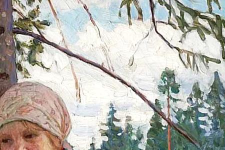 Фрагмент Девочка в лесу