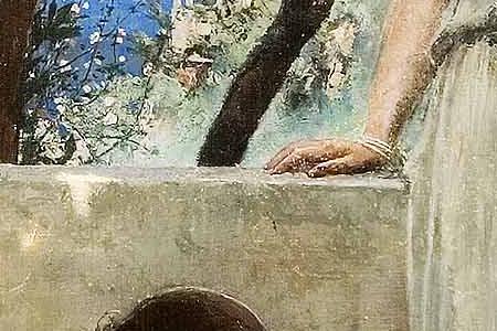 Фрагмент Девушки на террасе у бюста Гомера