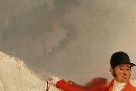 Фрагмент Dick Burton huntsman to the Tidworth Hunt with his hunter and hounds in a extensive landscape