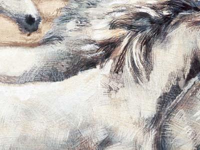 Фрагмент Две пары белых лошадей