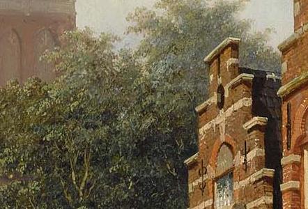 Фрагмент ELEGANT FIGURES IN A SUNLIT DUTCH TOWN