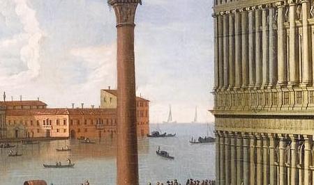 Фрагмент Elegant figures in the Piazzetta Venice looking -s San Giorgio Maggiore