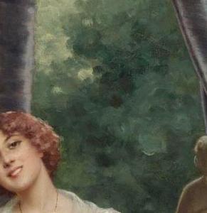 Фрагмент Элегантная дама с собакой