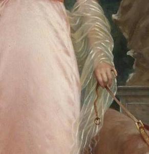 Фрагмент Элегантная дама с собакой