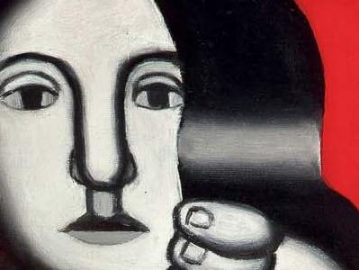 Фрагмент Femme sur fond rouge femme assise