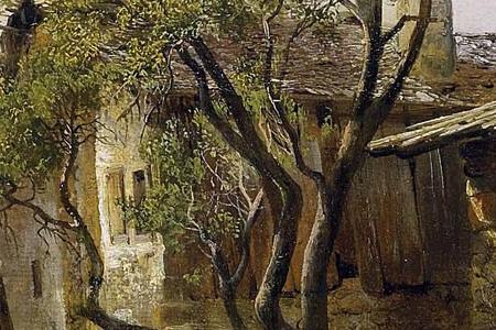 Фрагмент Ferme avec paysanne et animaux