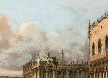 Фрагмент Figures in the Piazza San Marco with Santa Maria della Salute