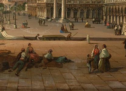 Фрагмент Figures in the Piazza San Marco with Santa Maria della Salute