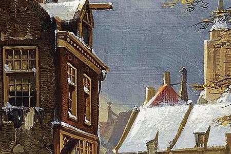 Фрагмент FIGURES IN THE STREETS OF A WINTRY DUTCH TOWN