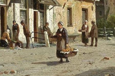 Фрагмент FIGURES IN THE SUNLIT STREETS OF A DUTCH TOWN