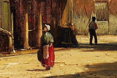 Фрагмент FIGURES IN THE SUNLIT STREETS OF A DUTCH TOWN
