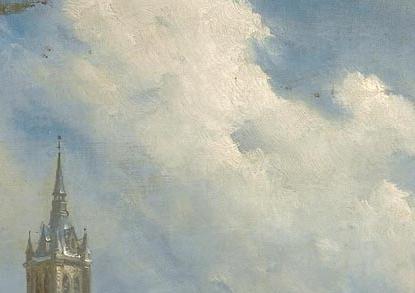 Фрагмент FIGURES ON A FROZEN CANAL IN A DUTCH TOWN