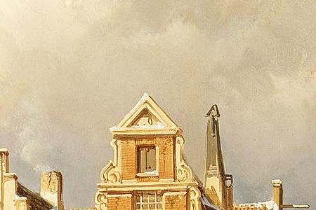 Фрагмент FIGURES ON A FROZEN CANAL IN A DUTCH TOWN