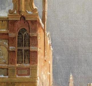 Фрагмент FIGURES ON THE ICE IN A WINTRY DUTCH TOWN