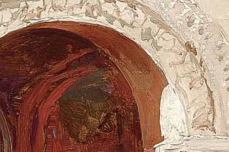 Фрагмент FIGURES OUTSIDE A CHURCH