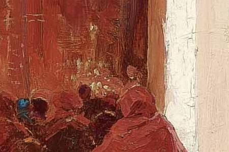 Фрагмент FIGURES OUTSIDE A CHURCH