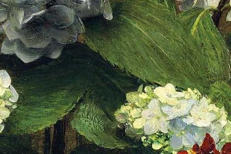 Фрагмент Fleurs Hortensias girofl es deux pots de pens es