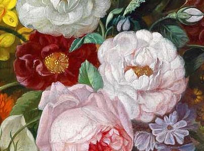 Фрагмент Floral still life with a butterfly 19th Century