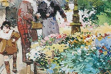 Фрагмент Flower market on the Seine