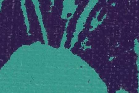 Фрагмент FLOWERS бирюзовые на синем фоне