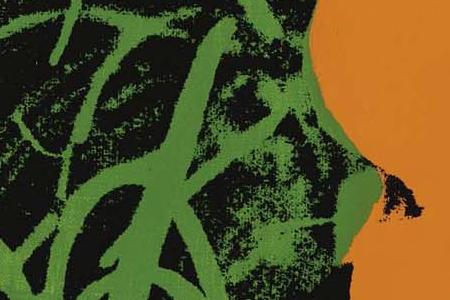 Фрагмент FLOWERS два голубых, оранж и темно сиреневый