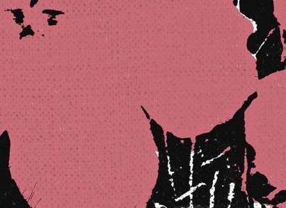 Фрагмент FLOWERS темно розовые на черно белом фоне